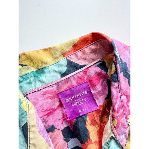 SIMONS x LIBERTY Poppy Wonder Floral Cotton Voile Button Down Blouse, Size XS - Picture 12 of 14
